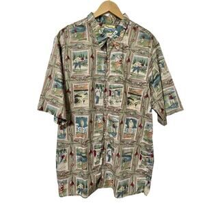 VTG Reyn‎ Spooner Early Century Men's Golfers Button Down Shirt 2XLT Hawaiian